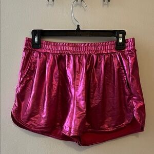 Pink shiny metallic shorts size large